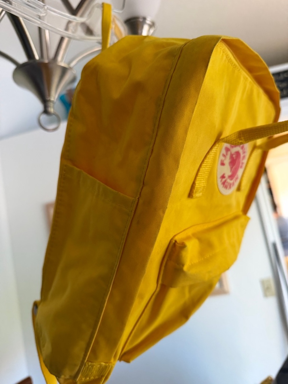 Fjallraven Kanken Backpack in Bright Yellow with Red Logo - Picture 2 of 6